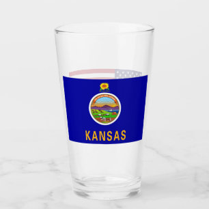 Patriotisk glass kopp med flagga av Kansas