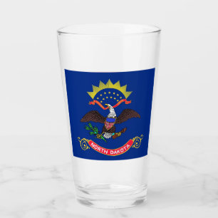 Patriotisk glass kopp med flagga av North Dakota