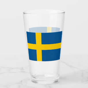 Patriotisk glass kopp med flagga av sverigen