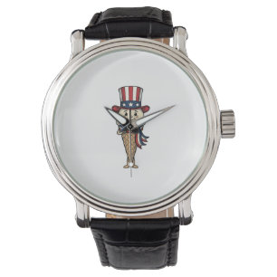 Patriotisk glasskägla Vintage gravyrdesign_ Armbandsur