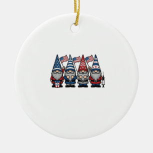 Patriotisk Gnom Sjuksköterska Vektor Vintage Gravy Julgransprydnad Keramik