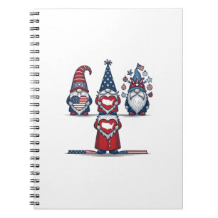 Patriotisk Gnom Trio Vintage Vektor Design_1 Anteckningsbok