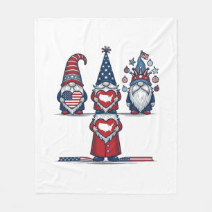 Patriotisk Gnom Trio Vintage Vektor Design_1 Fleecefilt