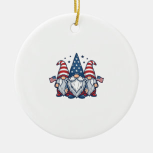 Patriotisk Gnom Trio Vintage Vektor Design_1 Julgransprydnad Keramik
