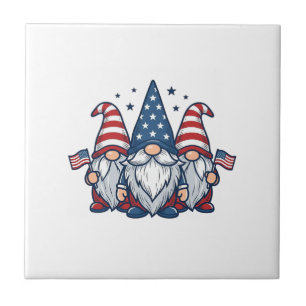 Patriotisk Gnom Trio Vintage Vektor Design_1 Kakelplatta