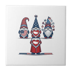 Patriotisk Gnom Trio Vintage Vektor Design_1 Kakelplatta