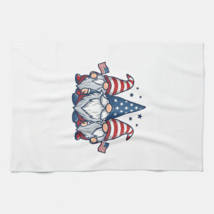 Patriotisk Gnom Trio Vintage Vektor Design_1 Kökshandduk