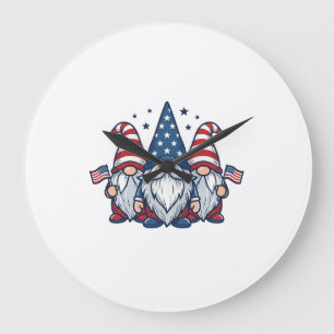 Patriotisk Gnom Trio Vintage Vektor Design_1 Stor Klocka