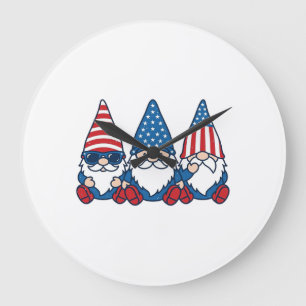 Patriotisk Gnom Trio Vintage Vektor T-Shirt Design Stor Klocka