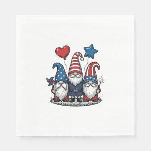 Patriotisk Gnom Vintage Gravyr Vektor Design_1 Pappersservett