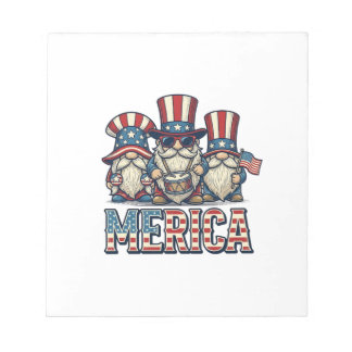Patriotisk Gnome Merica Vintage Vektor Design_1 Anteckningsblock