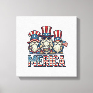 Patriotisk Gnome Merica Vintage Vektor Design_1 Canvastryck
