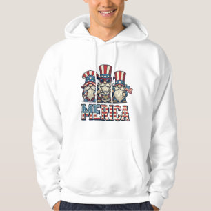 Patriotisk Gnome Merica Vintage Vektor Design_1 Hoodie