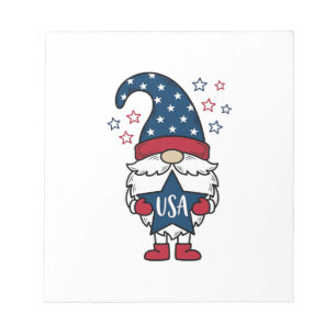 Patriotisk Gnome USA Stjärn Vektor Tröja Design_1 Anteckningsblock