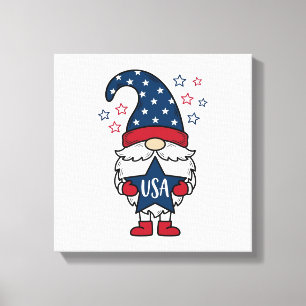 Patriotisk Gnome USA Stjärn Vektor Tröja Design_1 Canvastryck