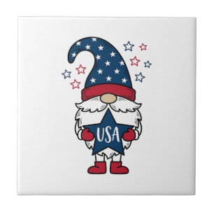 Patriotisk Gnome USA Stjärn Vektor Tröja Design_1 Kakelplatta