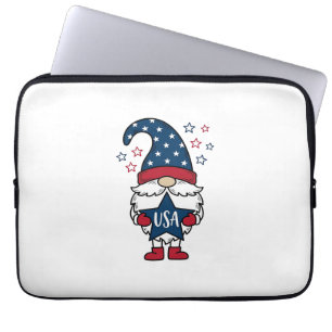Patriotisk Gnome USA Stjärn Vektor Tröja Design_1 Laptop Fodral