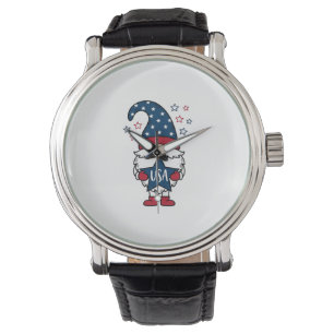 Patriotisk Gnome USA Stjärnvektor T-Shirt Design_1 Armbandsur