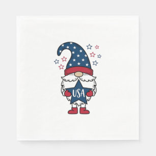 Patriotisk Gnome USA Stjärnvektor T-Shirt Design_1 Pappersservett