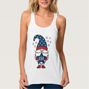 Patriotisk Gnome USA Stjärnvektor Tröja Design_1 Linne Med Racerback