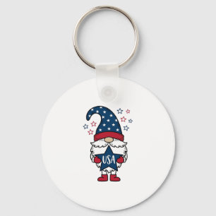 Patriotisk Gnome USA Stjärnvektor Tröja Design_1 Nyckelring