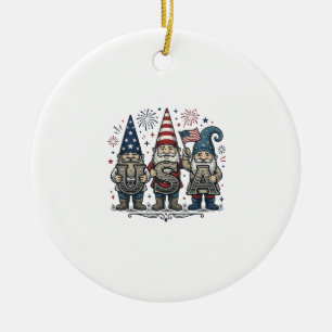 Patriotisk Gnome USA Vintage Fjärde Juli Tröja_1 Julgransprydnad Keramik