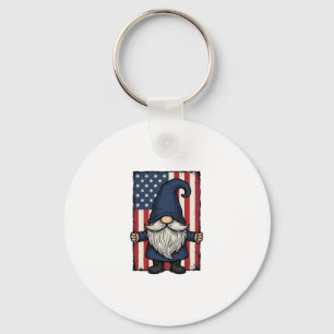 Patriotisk Gnome Vintage Flagga Tröja Design_1 Nyckelring
