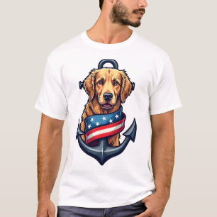 Patriotisk Golden Retriever Ankarband T-shirt