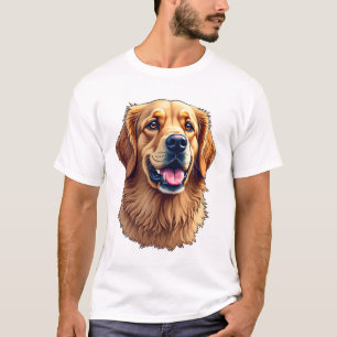 Patriotisk Golden Retriever-ansikte vintage skjort T Shirt