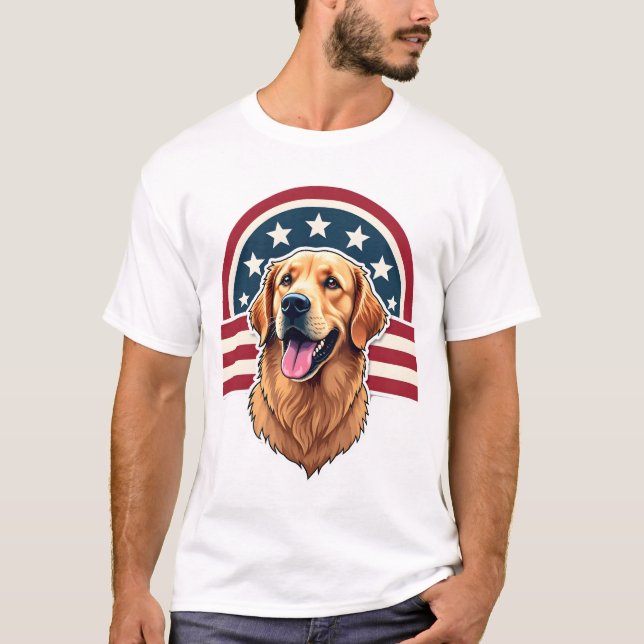 Patriotisk Golden Retriever Bågformad Layout Tröja (Framsida)