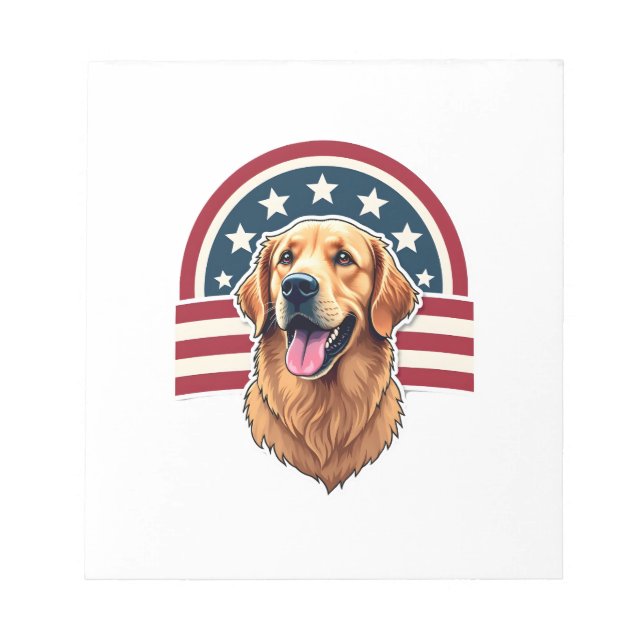 Patriotisk Golden Retriever Bågformad Layout Tröja Anteckningsblock (Framsida)