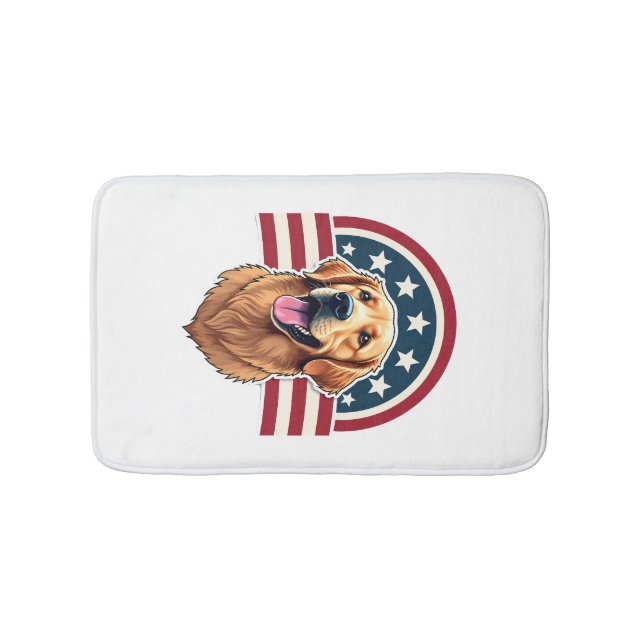 Patriotisk Golden Retriever Bågformad Layout Tröja Badrumsmatta (Framsidan)