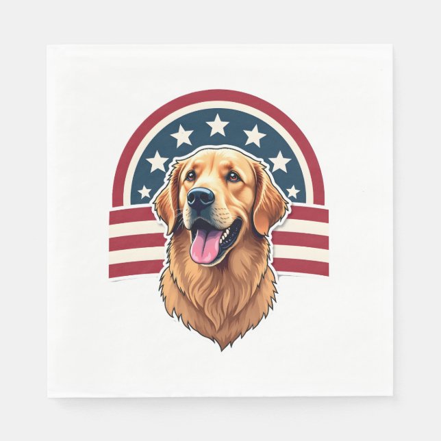 Patriotisk Golden Retriever Bågformad Layout Tröja Pappersservett (Framsidan)