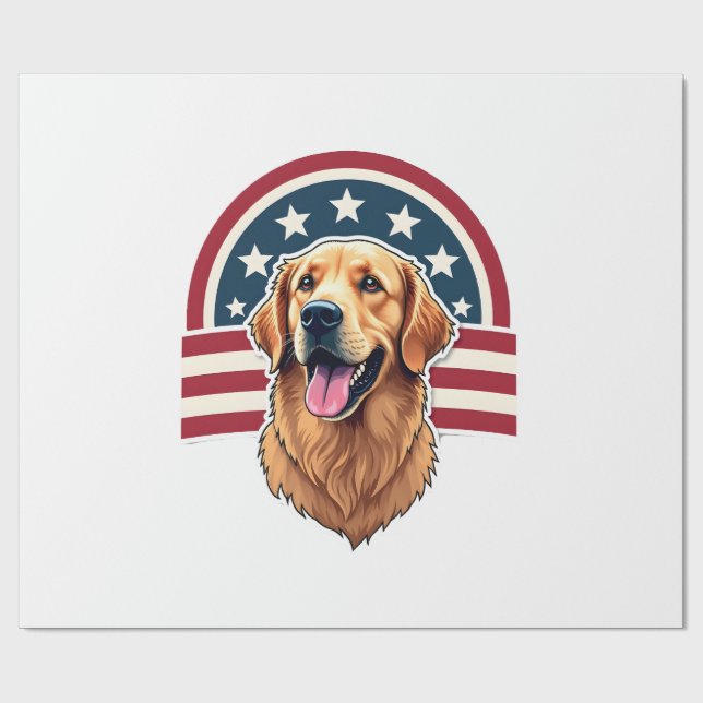 Patriotisk Golden Retriever Bågformad Layout Tröja Presentpapper (Platt)