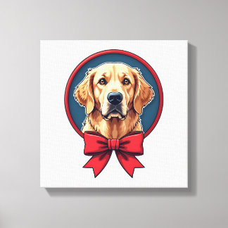 Patriotisk Golden Retriever Band Rosett Skjorta Canvastryck