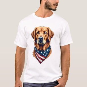 Patriotisk Golden Retriever Bandana Vintage T-shir T Shirt