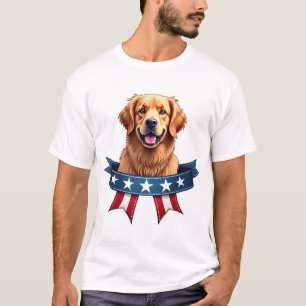 Patriotisk Golden Retriever Bandbro T-shirt