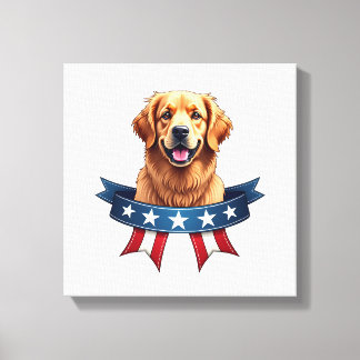 Patriotisk Golden Retriever Bandbro Teve Canvastryck