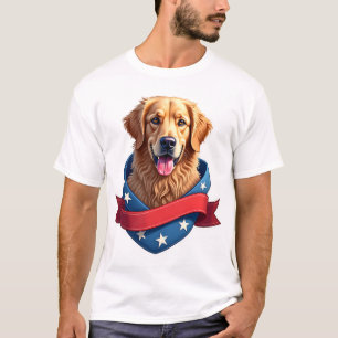 Patriotisk Golden Retriever Banderoll Topplock Skj T Shirt