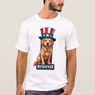 Patriotisk Golden Retriever Crest Column T-shirt