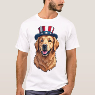 Patriotisk Golden Retriever delad ram t-shirt 2