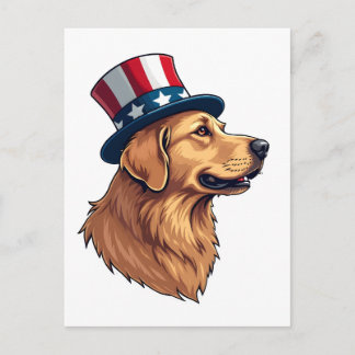 Patriotisk Golden Retriever Diagonal Crest T-shirt Vykort