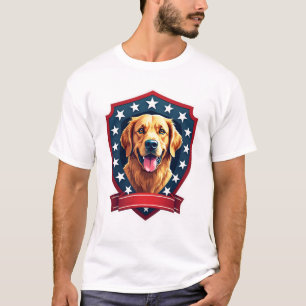 Patriotisk Golden Retriever Djärv Kamouflage T-shi T Shirt