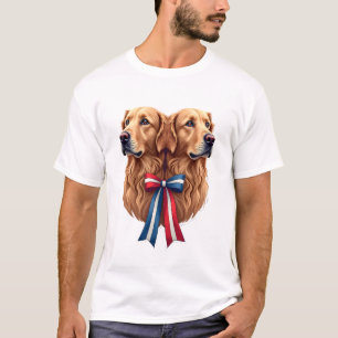 Patriotisk Golden Retriever Dubbelporträtt Tröja 2