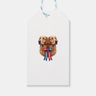 Patriotisk Golden Retriever Dubbelporträtt Tröja 2 Presentetikett