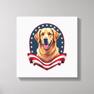 Patriotisk Golden Retriever ficka emblem t-shirt Canvastryck