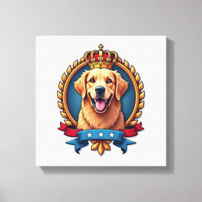 Patriotisk Golden Retriever Grand Crest Tröja Canvastryck (Framsida)