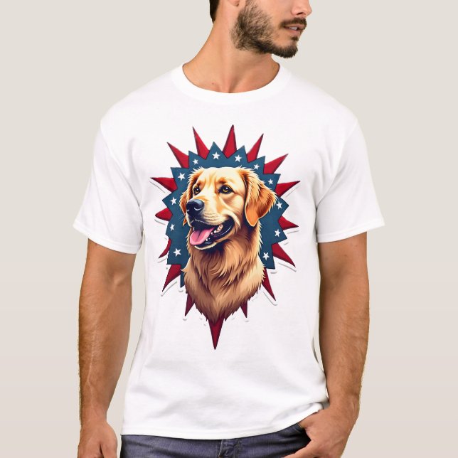 Patriotisk Golden Retriever hörn brast skjorta 2 T Shirt (Framsida)