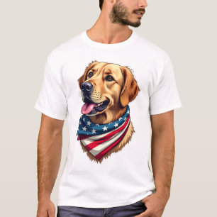 Patriotisk Golden Retriever-huvud vintage skjorta T Shirt