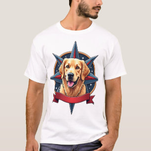Patriotisk Golden Retriever Kompass Star T-shirt 2